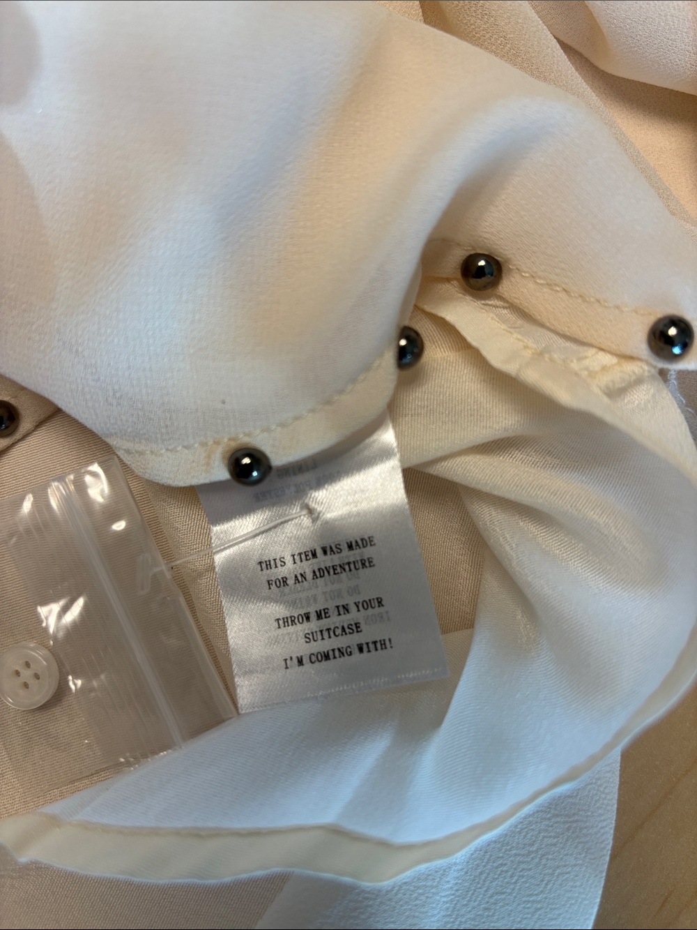 12th Tribe Cream Ruffle Blouse with Stud Trim - Picture 3 of 5